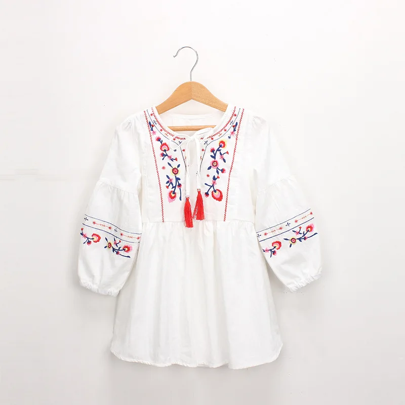 Spring And Autumn Girls\' Dress European American Long-Sleeved Embroidery Sweet Princess Dress Baby Kids Children\'S Clothing