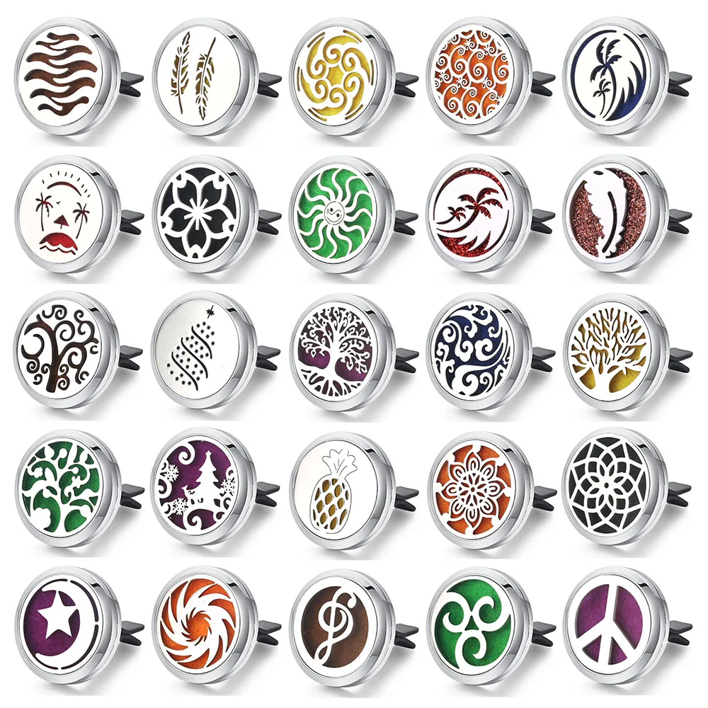 Fashion Tree Of Life Plant Series Aromatherapy Car Diffuser Perfume Essential Oil Diffuser Stainless Steel Car Locket Send Pads