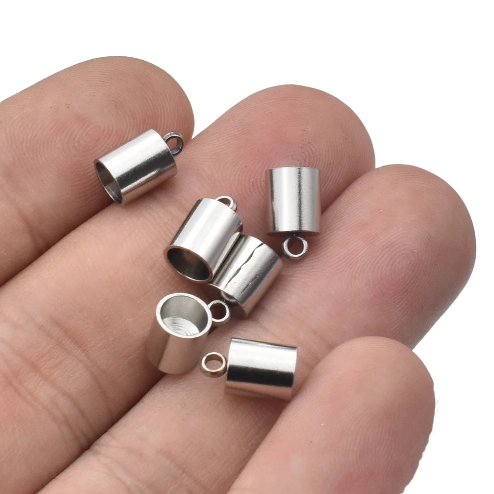 20pcs Scelte Multiple In Acciaio Inox End Caps per il Cavo di Cuoio del Braccialetto Della Collana Della Nappa Cap Connettori per il FAI DA TE