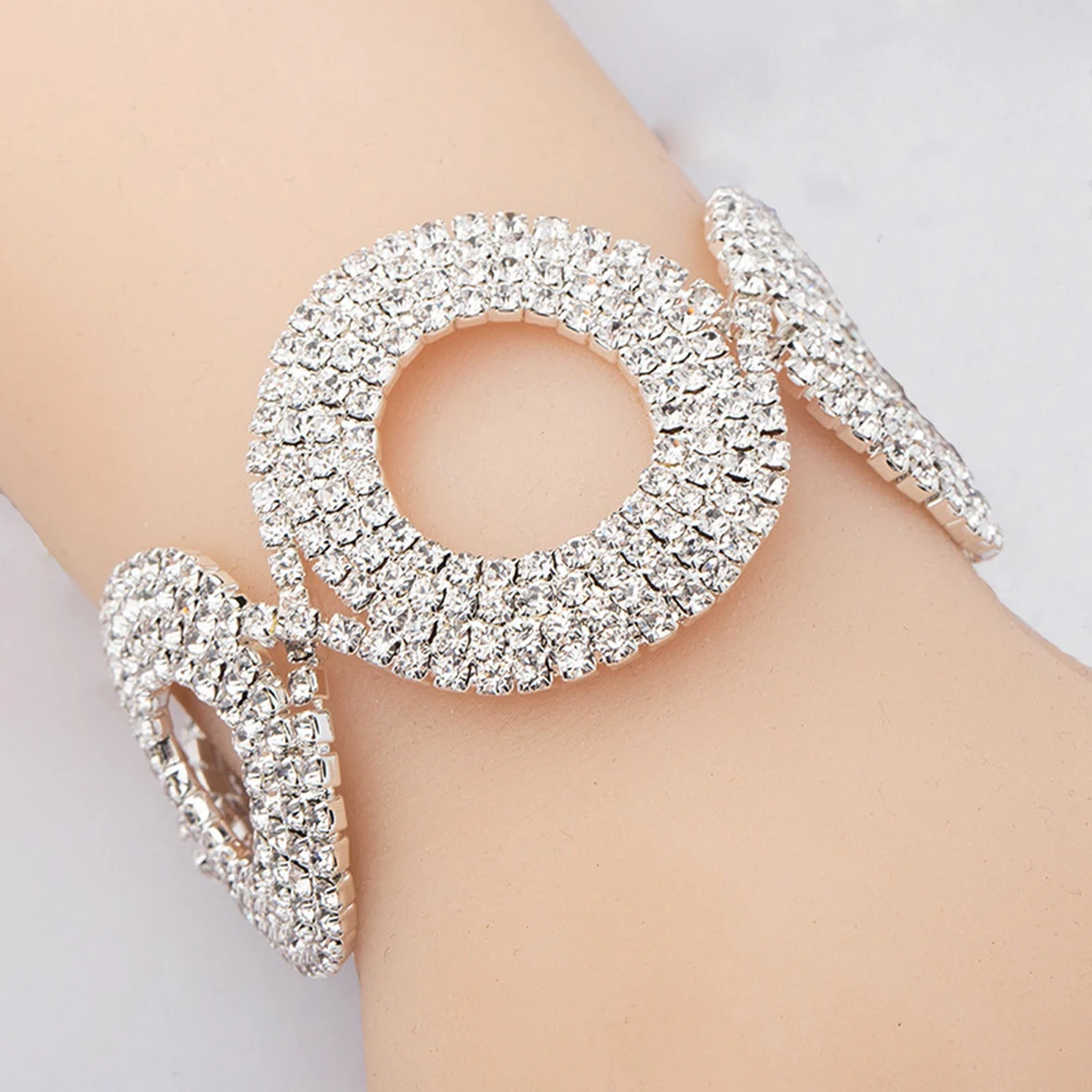 AINAMEISI Luxury Crystal Bracelets For Women Silver Plated Rhinestone Charm Bracelets & Bangles Bridal Wedding Jewelry Gift