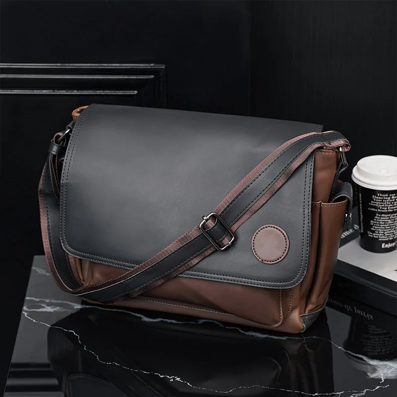 Fashion Luxury Crossbody Bag Men Crazy Horse Leather Shoulder Bag Men Messenger Bag High Capacity Travel Crossbody Bags Male