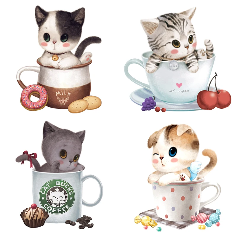 Three Ratels QC151 Lovely cat afternoon tea exquisite dessert shop decoration sticker family kitchen decoration