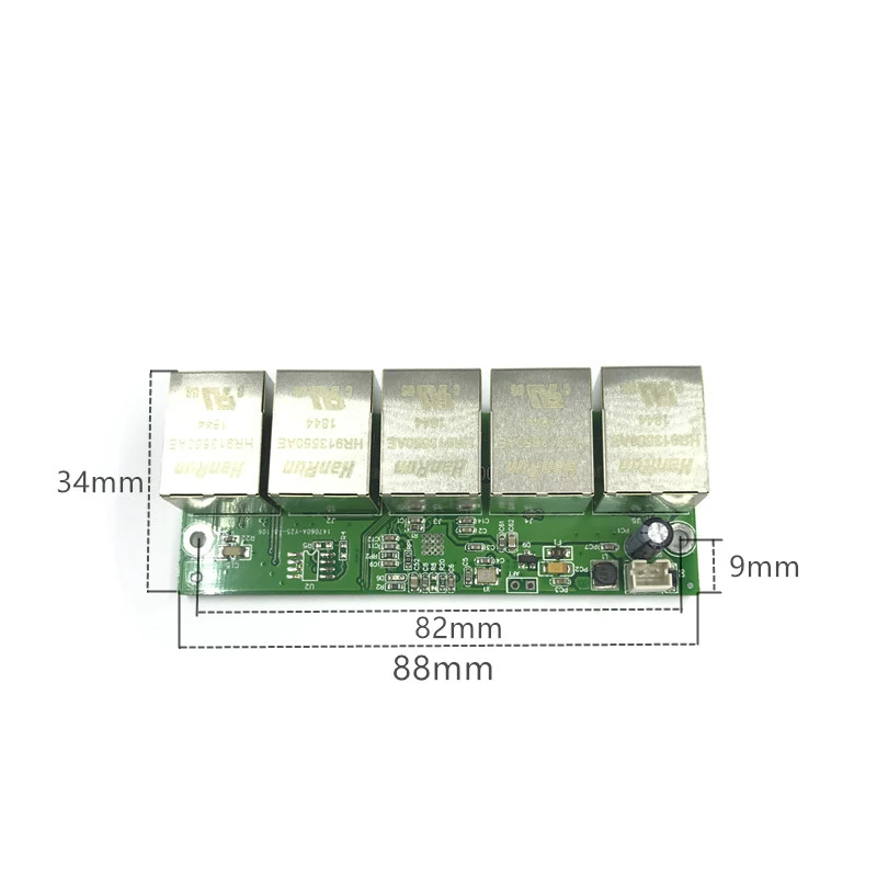 Módulo de interruptor Ethernet industrial no gestionado, placa PCBA OEM de 5 puertos de detección automática, placa PCBA, placa base OEM, 10/100M