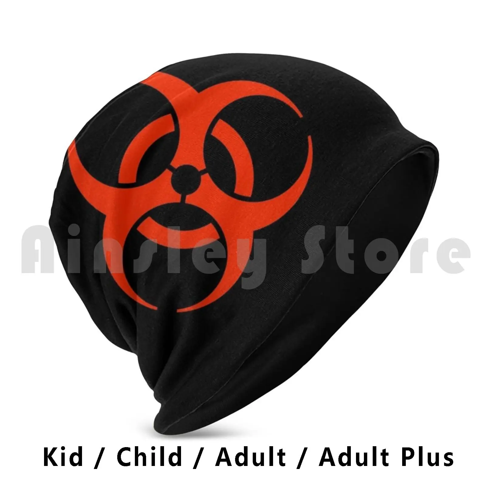 Bio Hazard. Danger , Hazard , Symbol , Biological Hazard , Warning , Red On Black. Beanies Knit Hat 2491 Beanies Print