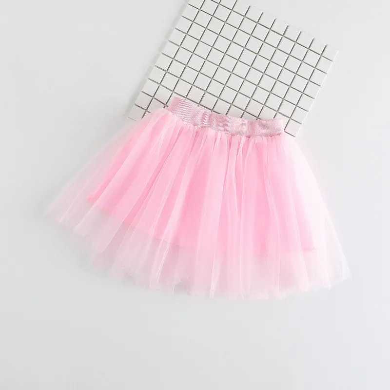 DE PEACH Summer Solid Color Baby Girls Tulle Skirt Toddler Children Princess Elastic Waist Lace Tutu Skirts Girls Clothes Cute