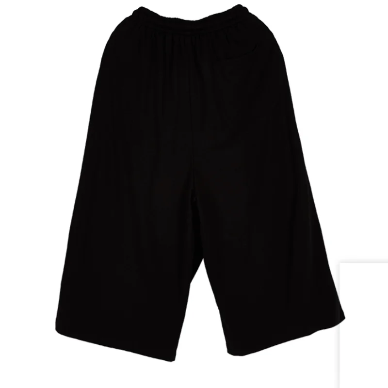 Hairdresser Clothing Fashion Trend Personality Loose Casual Wide-Leg Trousers Black Cropped Trousers Skirt