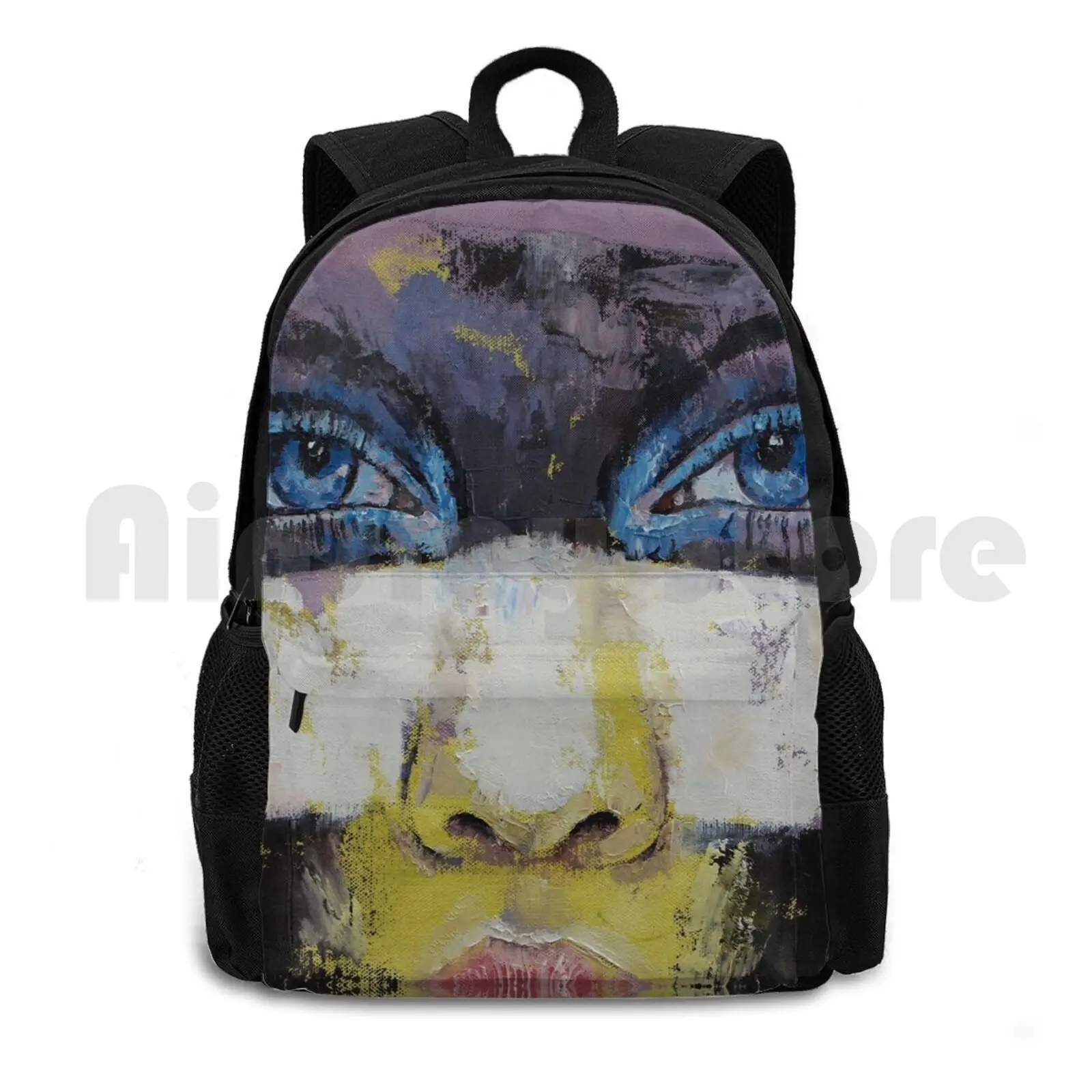 

Superhero Outdoor Hiking Backpack Riding Climbing Sports Bag Michael Creese Oil Painting Eyes Comics Comic Superheroes Super H