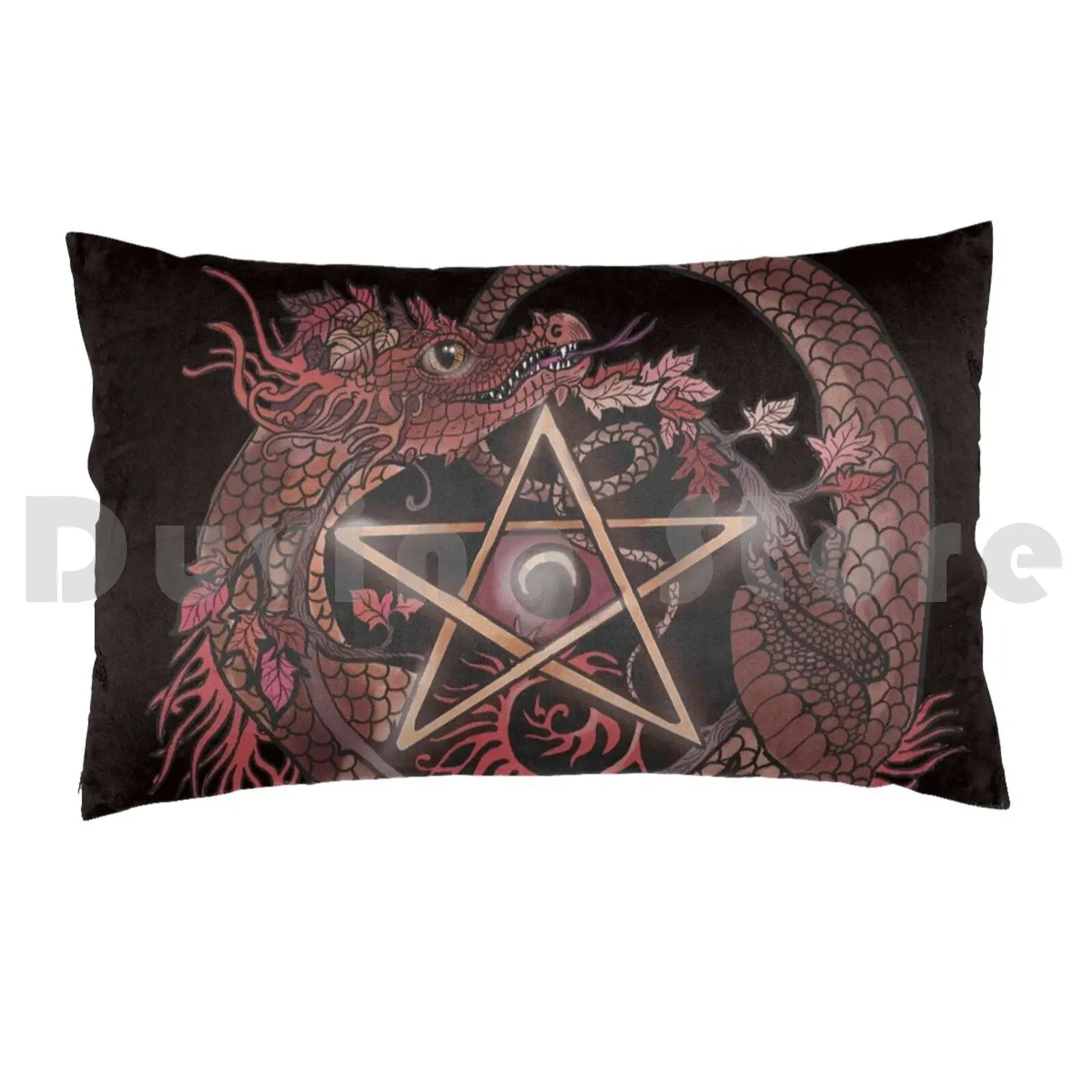 Pentagram Dragon Pillow Case Printed 35x50 Dragon Pentagram Wicca Pagan New Age Spiritual Magick Nature