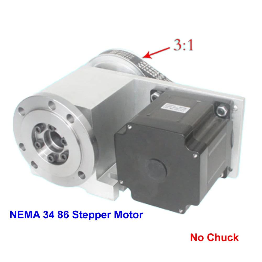 Rotary Axis NEMA34 86 Stepper Motor CNC Indexing Head 4 Jaws 100MM Chuck Center Height 65MM CNC Engraving Machine Rotation Tools