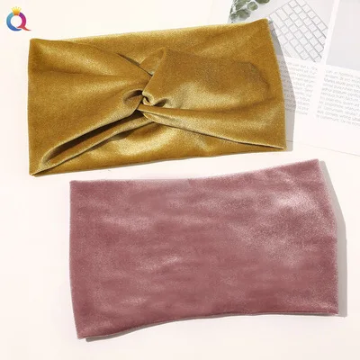 New fashion European and American retro gold velvet stretch cross hairband Fabric sports yoga anti-sweat headband