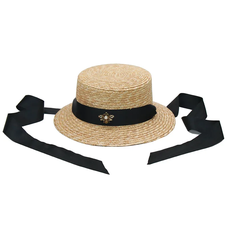 New Fashion Bee Long Ribbon Girls Sun Hats Women Summer Straw Beach Hats Parent-child Hat Children Visor Cap Wholesale NH818