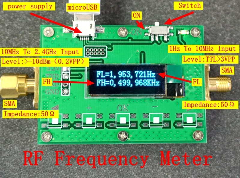 

High-precision Frequency Meter Frequency Meter Frequency Reader Frequency Meter 2.4GHZ OLED Display CNC Shell