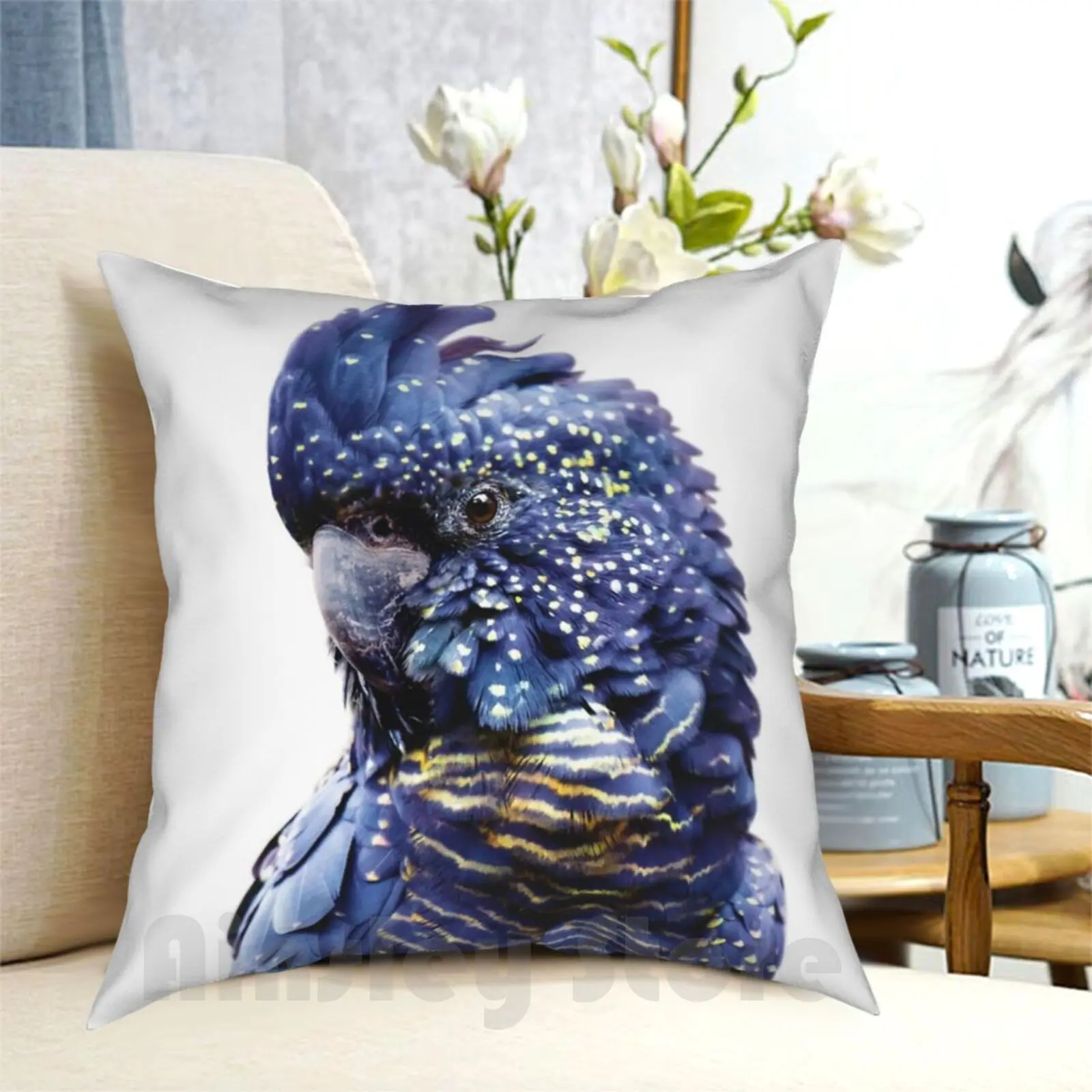 Black Cockatoo Pillow Case Printed Home Soft DIY Pillow cover Bird Australia Australian Black Cockatoo Parrot Black