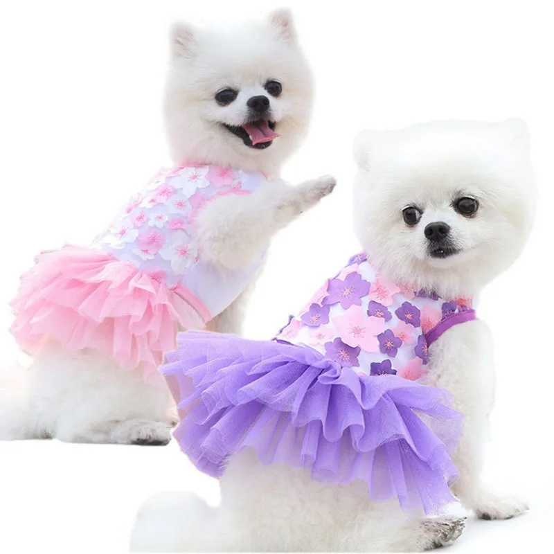 Cani abiti da sposa dolci cucciolo abito estivo Pet garza floreale abiti Pet Princess Dress cani traspiranti abbigliamento per gatti