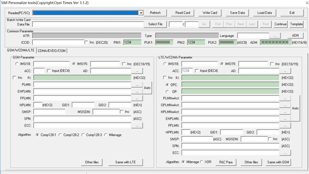 OYEITIMES Più Basso 3.1.2 Versione In Bianco SIM Card Software PC/SC Lettore di Software Programma 2G/3G/4G SIM Card Software COMP128/Milenage