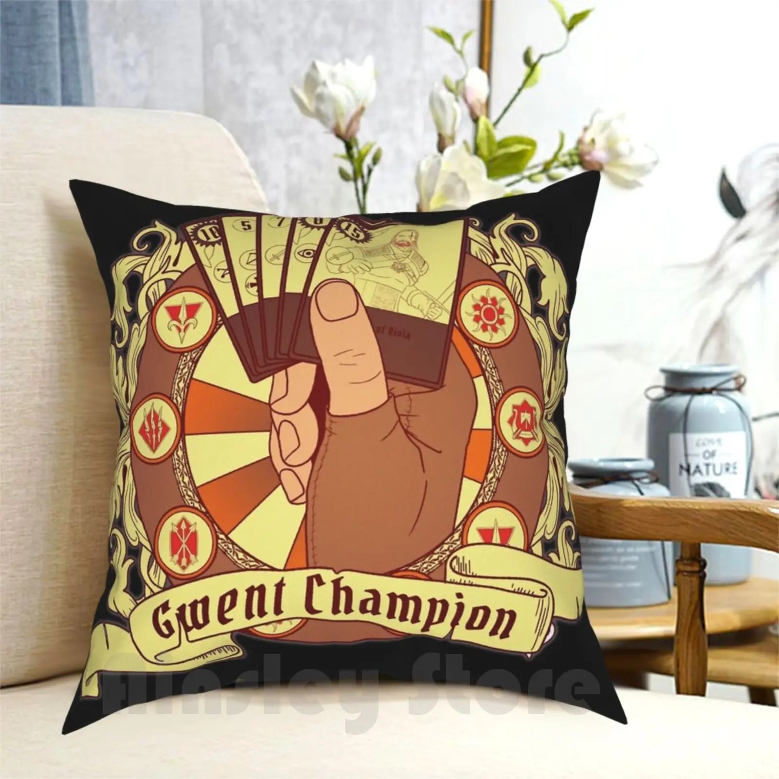 The Cards Tournament Pillow Case Printed Home Soft DIY Pillow cover Gwent Game Trading Videogames The