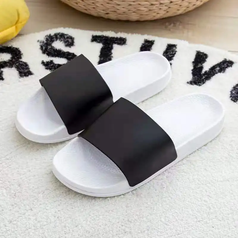 Women's New Summer Slippers Modern Women's Slippers Black and White Beach Shoes Household and Bathing Couple Slippers