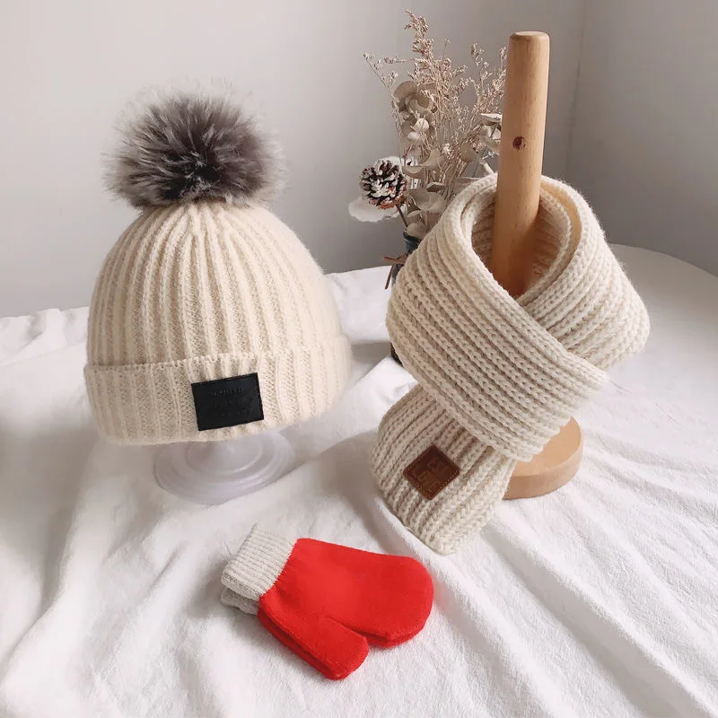 Baby hat autumn and winter children hat scarf set boys and girls cute knitted hat wool hat Fashion designer hat scarf for kids