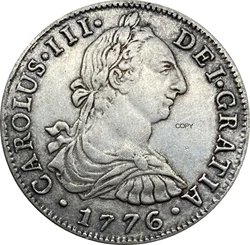 Mexico 1776 Coin 8 Reales Carlos III Souvenir Old Gift Collectible Cupronickel Plated Silver Copy Coins