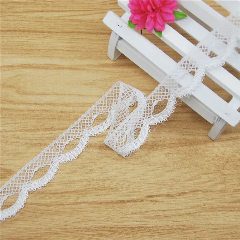 White Lace Mesh Fabric Wedding Sewing Supplies Bridal Lace Trim Cami Rendas Apliques Craft Supplies 17mm 50yards L230-1