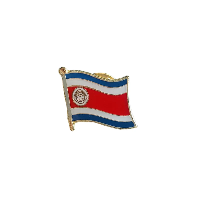 Costa Rica National Flag Lapel Pins Crystal Epoxy Metal Enamel Badge Paint Brooch Souvenir Suit Personality Commemorative Gifts