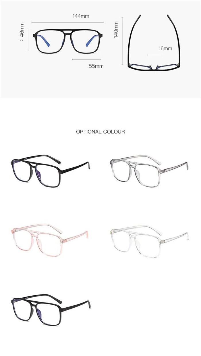 Blockieren des blauen Licht quadrats kurzsichtige Brille Doppels trahl transparent grau tr90 Dioptrien brille verschreibung pflichtig-0,5-1,0 bis-4 – Detail 5