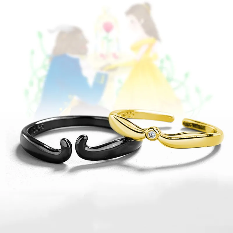 2 قطعة الشرير القوطية الملاك الشيطان زوجين حلقة مجموعة للتعديل المفتوحة خواتم للنساء الرجال الذكرى خاتم الزواج هدايا