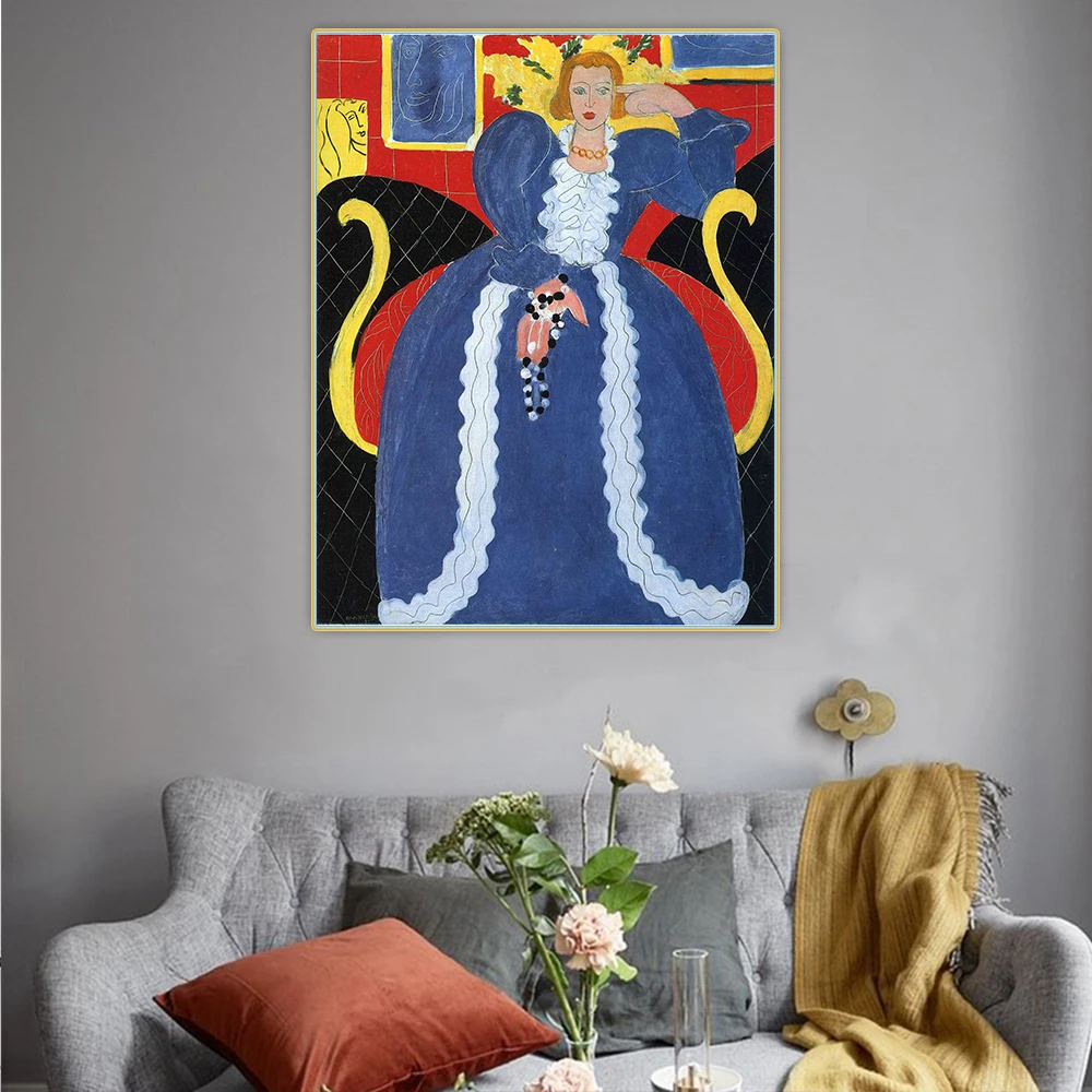 Citon Henri Matisse《The Large Blue Robe and Mimosas》Canvas Art Oil Painting Artwork Picture Wall Decor Backdrop Home Decoration