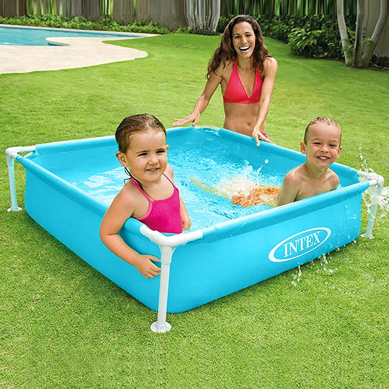 INTEX-piscina rectangular con marco de metal para niños, 122cm, 48"