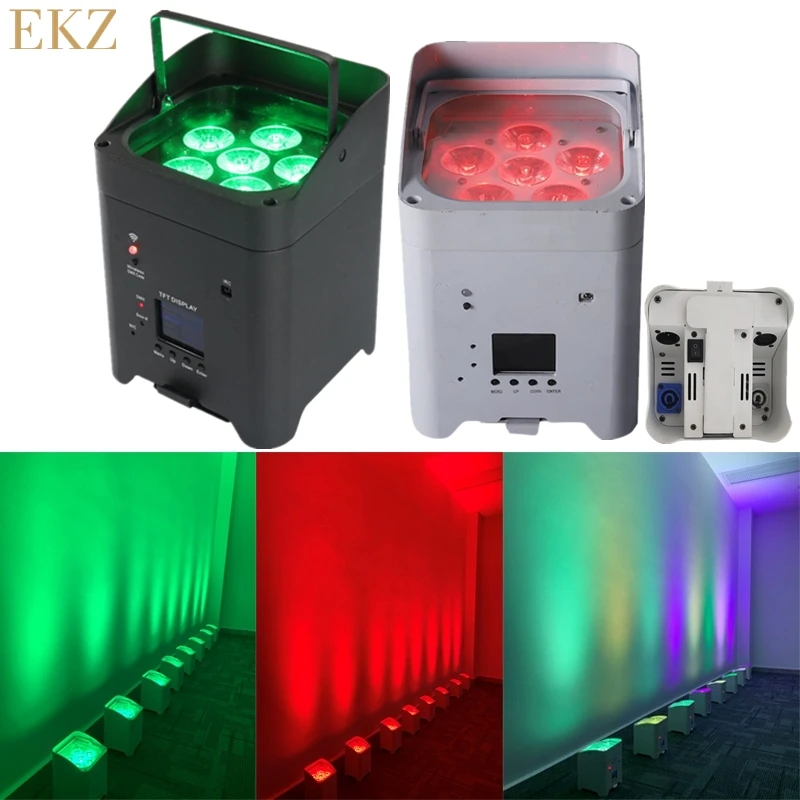 Newest 6X18W 6IN1 RGBWA-UV Battery Powered Wireless LED Par Lights WITH Wifi  IR Remote Control For Party Stage Dj Wedding Club