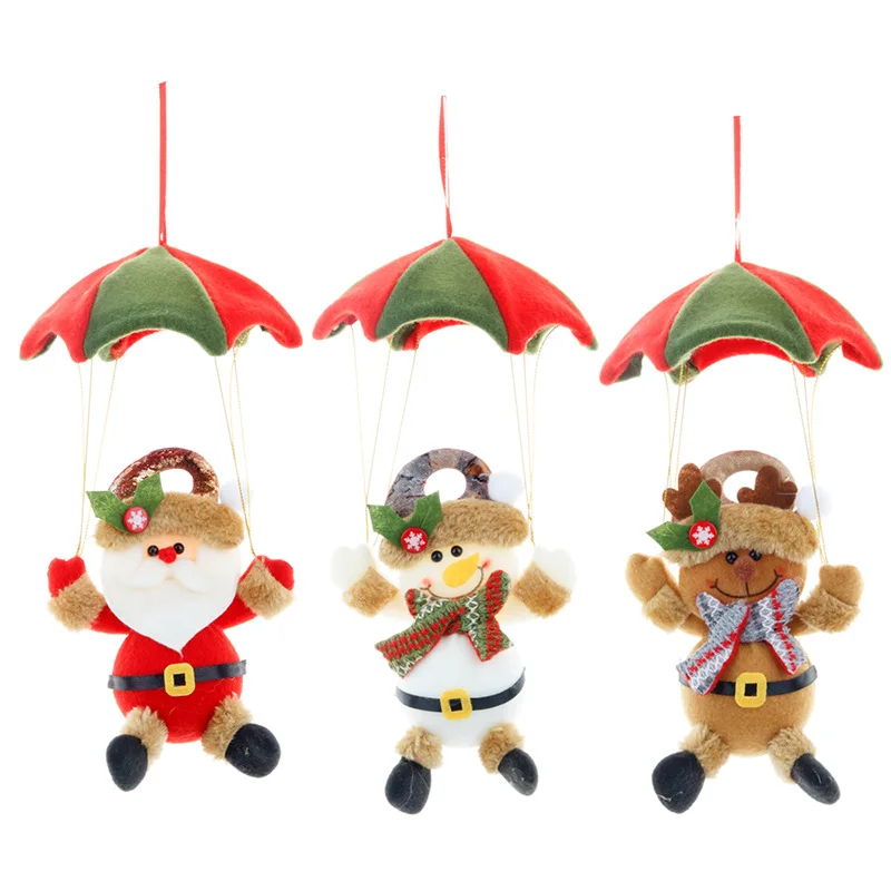 Parachute Santa Claus Snowman Doll Oranments Christmas Tree Hanging Pendants Merry Christmas Decor For Home Kids Noel Gifts NEW