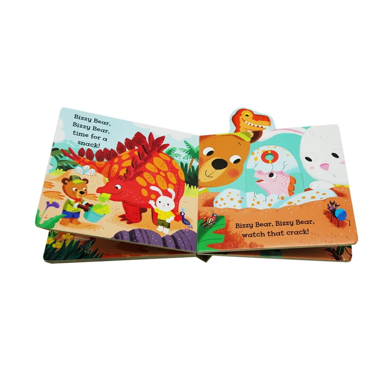 Libro de lectura educativo con solapa 3D para niños, libro de imágenes en inglés, Serie de dinosaurios, Paraíso, oso ocupado