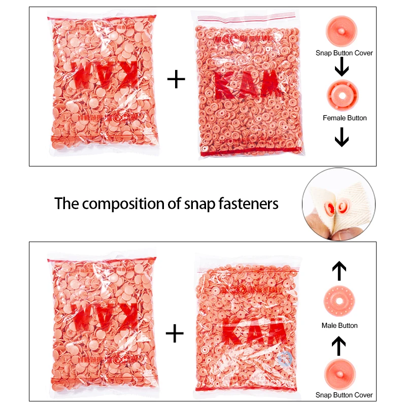 1000 set bottoni automatici in plastica rotondi elementi di fissaggio KAM T3/T5/T8 cartella borsa bottoni all\'ingrosso accessori per indumenti in