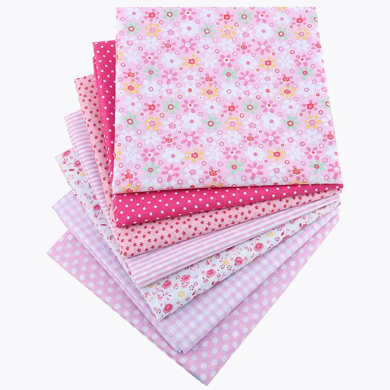 7 PCS/Lot 50cmx50cm Pink 100% Cotton Fabric Fat Quarters for Sewing Tilda Dolls Cloth DIY Quilting Patchwork Tissue Textile