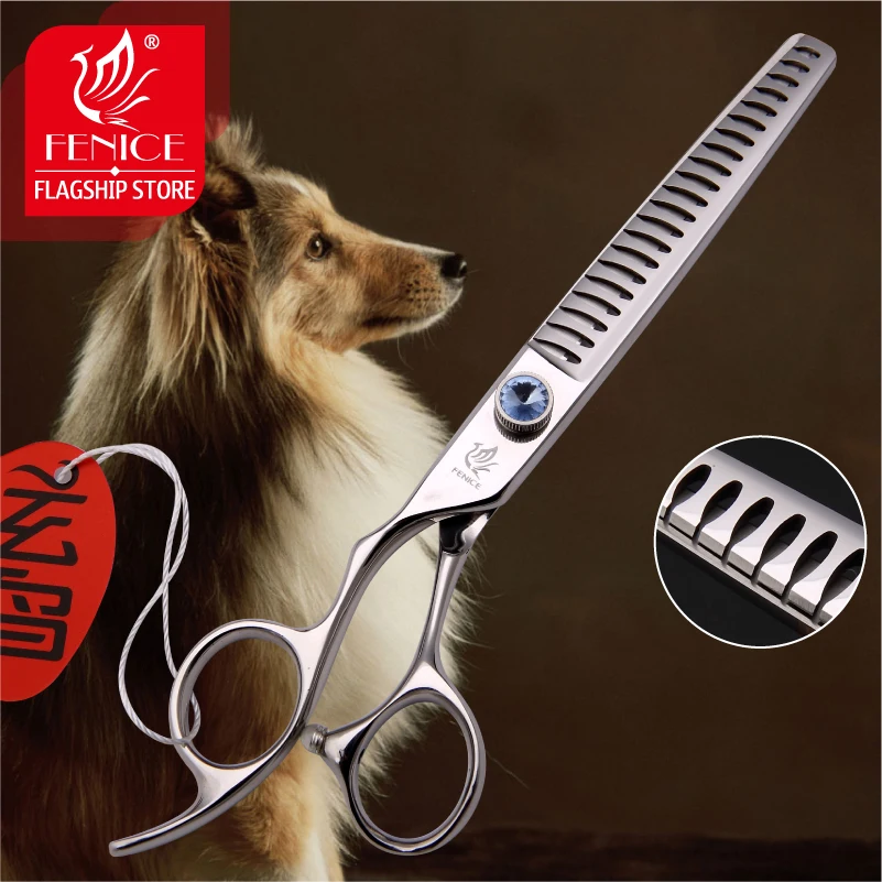 Fenice Professional manico sinistro 7/7, 5 pollici Pet Dog Grooming Chunker forbici Shark cesoie tasso di assottigliamento 75%