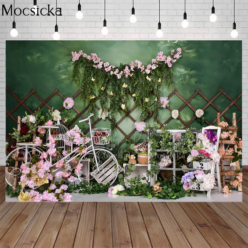 Arrière-plan de photographie de gâteau de nouveau-né, fleurs de rêve de printemps, Portrait d'enfant de 1er anniversaire, douche de bébé, séance Photo