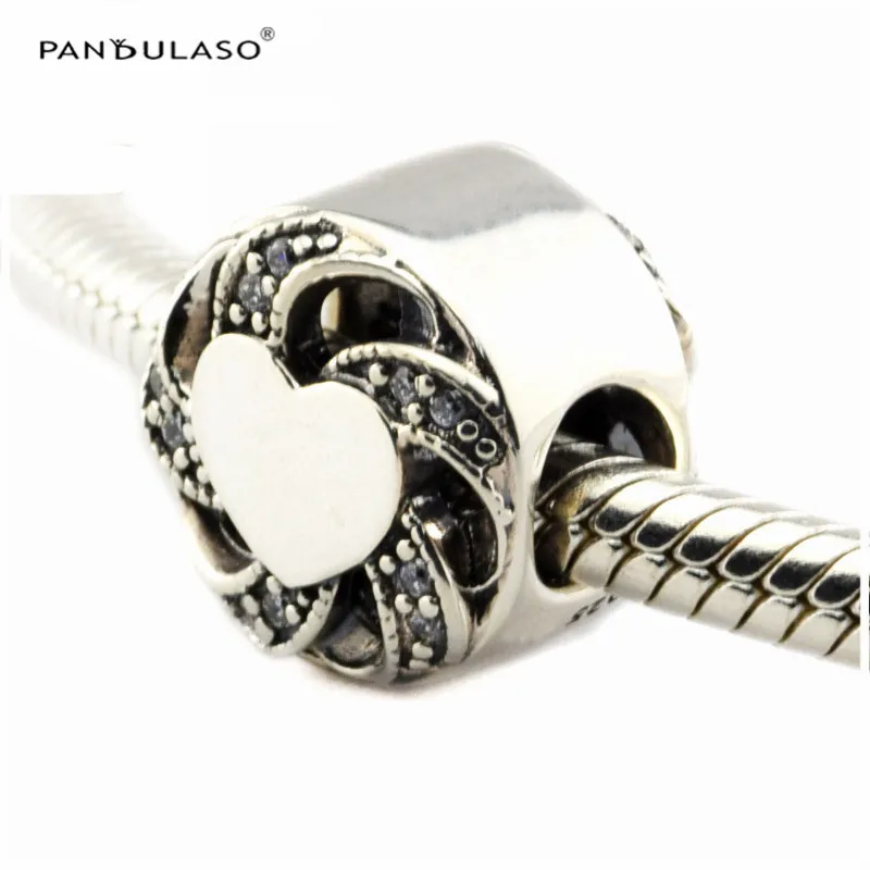 

Лента сердце Ясно CZ подвеска Стерлинговое серебро ювелирные изделия для бисерной цепи браслеты и браслеты женские DIY бусы для изготовления ювелирных изделий