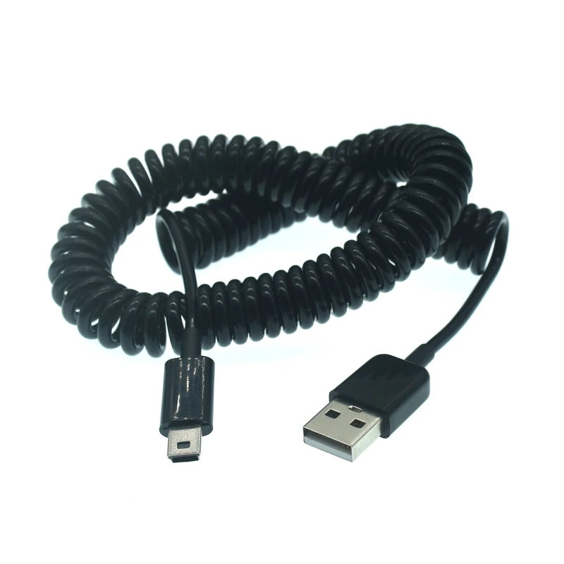 USB 2.0 to Mini USB Cables Mini USB Coiled Spiral Spring Data Charging Adapter Cable 50cm/0.5m 200cm/2m