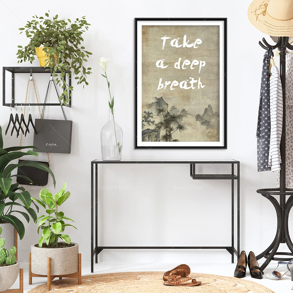 Zen Quote Poster 11 - Take a deep breath - Original Art Print Gift Wall Decor - Zen Poster, Zen Art, Zen Print, Deep Breathing,