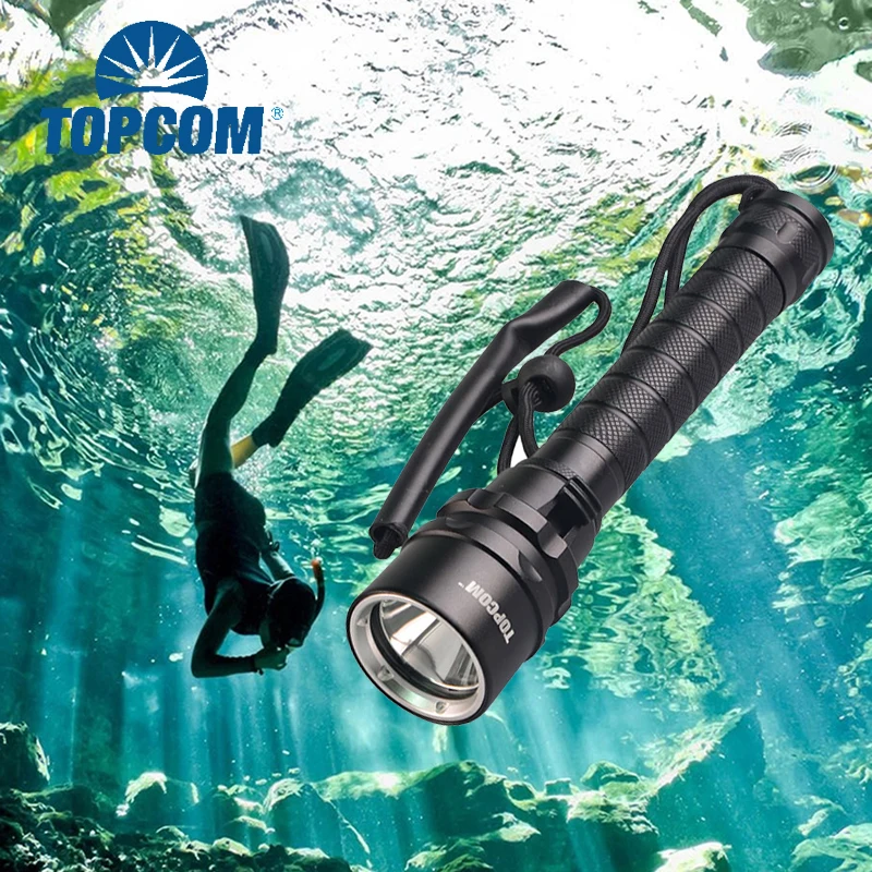 Topcom Underwater 50m Diving Flashlight XPE XM-L2 T6 LED Diving Light White/Yellow/Red/UV Light Waterproof Torch With Tail Rope