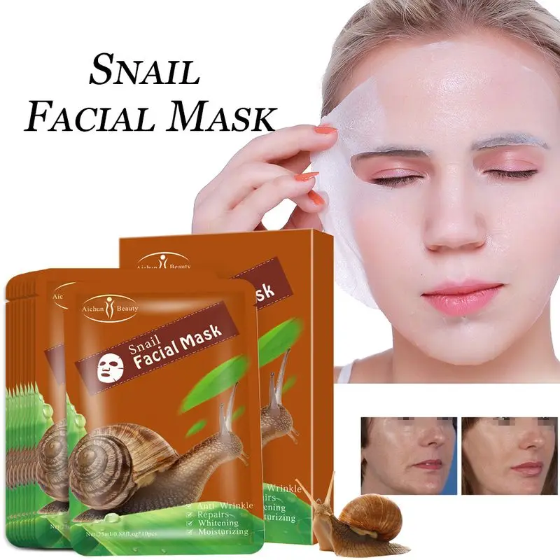 

8 Pieces Snail Silk Original Liquid Facial Mask Anti-Wrinkle Whitening Moisturizing Repairing Skin Oil Control Face Skin Care