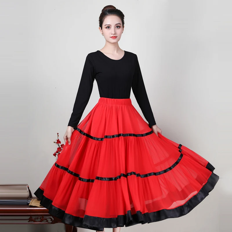 Flamenco saia feminina traje de palco espanhol bullfight outfit swing saia festa cigana roupas dança de salão vestido dl7411