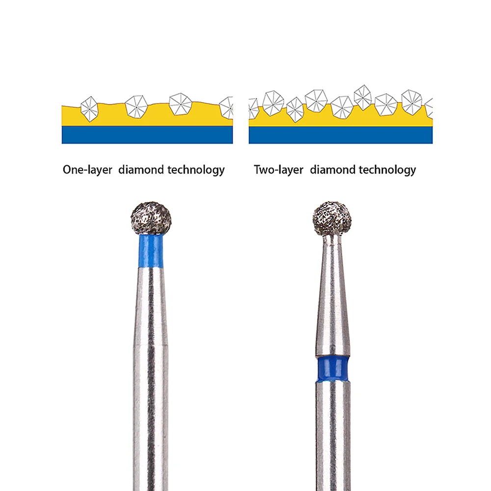 10pcs /2boxes AZDENT Dental Diamond Burs Drills Two Layer Diamond For High Speed Handpiece Dia.1.6mm