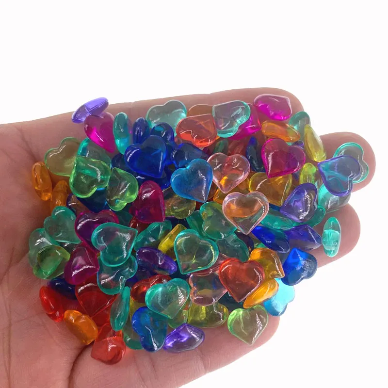 100Pcs 10mm Heart Shape Plastic Crystal Diamond Pawn Stone Game Pieces For Table Party DIY Decorations