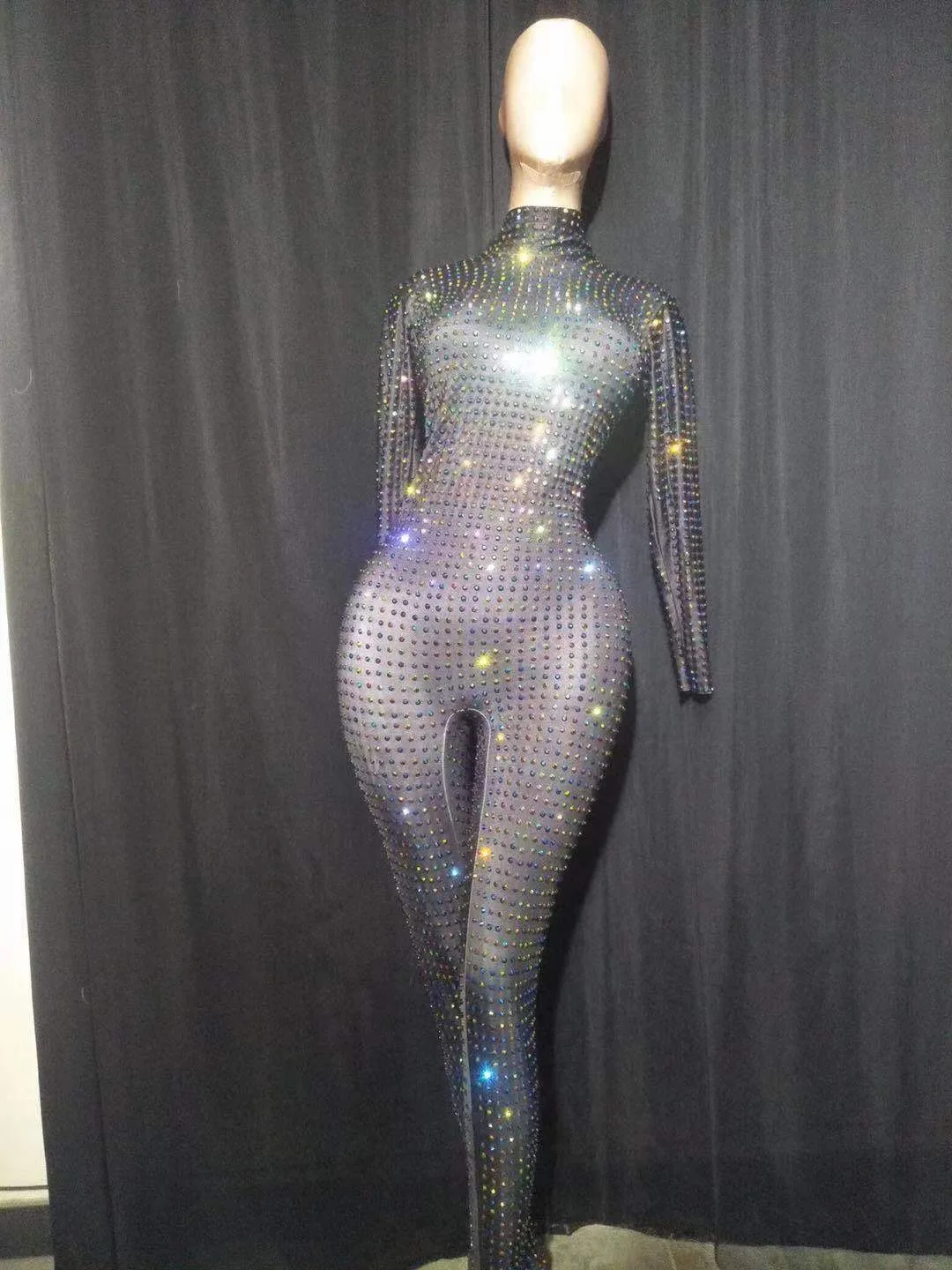 

Sparkling Rhinestone Jumpsuit For Women Crystal Body Suit Party Drag Queen Outfit Club Stage Catwalk Show Pole Dance Costume