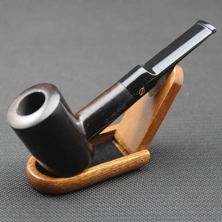 Nice Handmade Nature Ebony Wood Straight Type Smoking Pipe Tobacco Wooden Pipe Gift 10pcs 9mm Filters + Pouch + Holder #540S