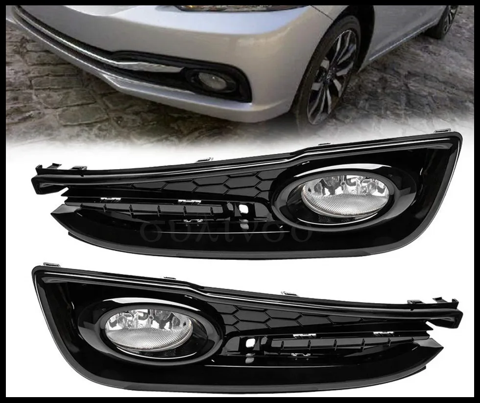 

Clear Lens Fog Lights +H11 Bulbs+Switch+Wiring Included Compatible with Honda Civic 4Dr Sedan 2013-2015 L+R Pair Assembly