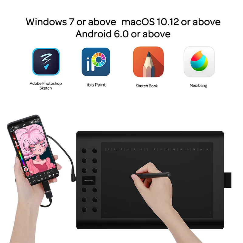 Imagem -03 - Pro Tablet Gráfico sem Bateria para Windows Mac Sistema Operacional Android Digital Versão Atualizada do M106k Gaomon-m106k