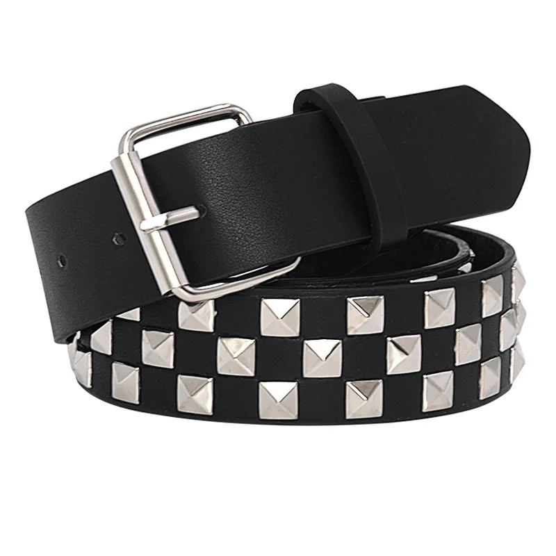 Black Fashion Rivet Belt Men&Women\'s Studded Belt Punk With Pin Buckle Free Shipping Black Fashion Rhinestone Rivet