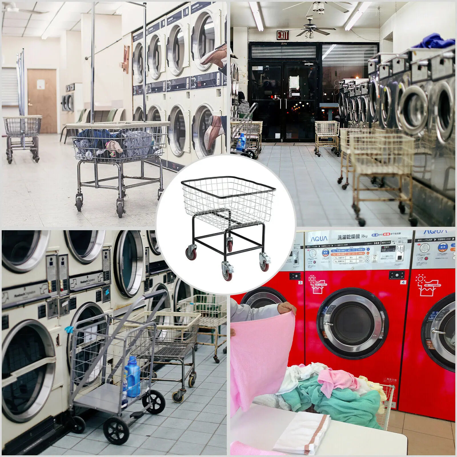 VEVOR Thương Mại Dây Giặt Xe Đẩy Lồng Giặt 2.5 / 4.5 Giạ Hạng Nặng Với 4 Bánh Phòng Tắm Nhà giặt Phòng